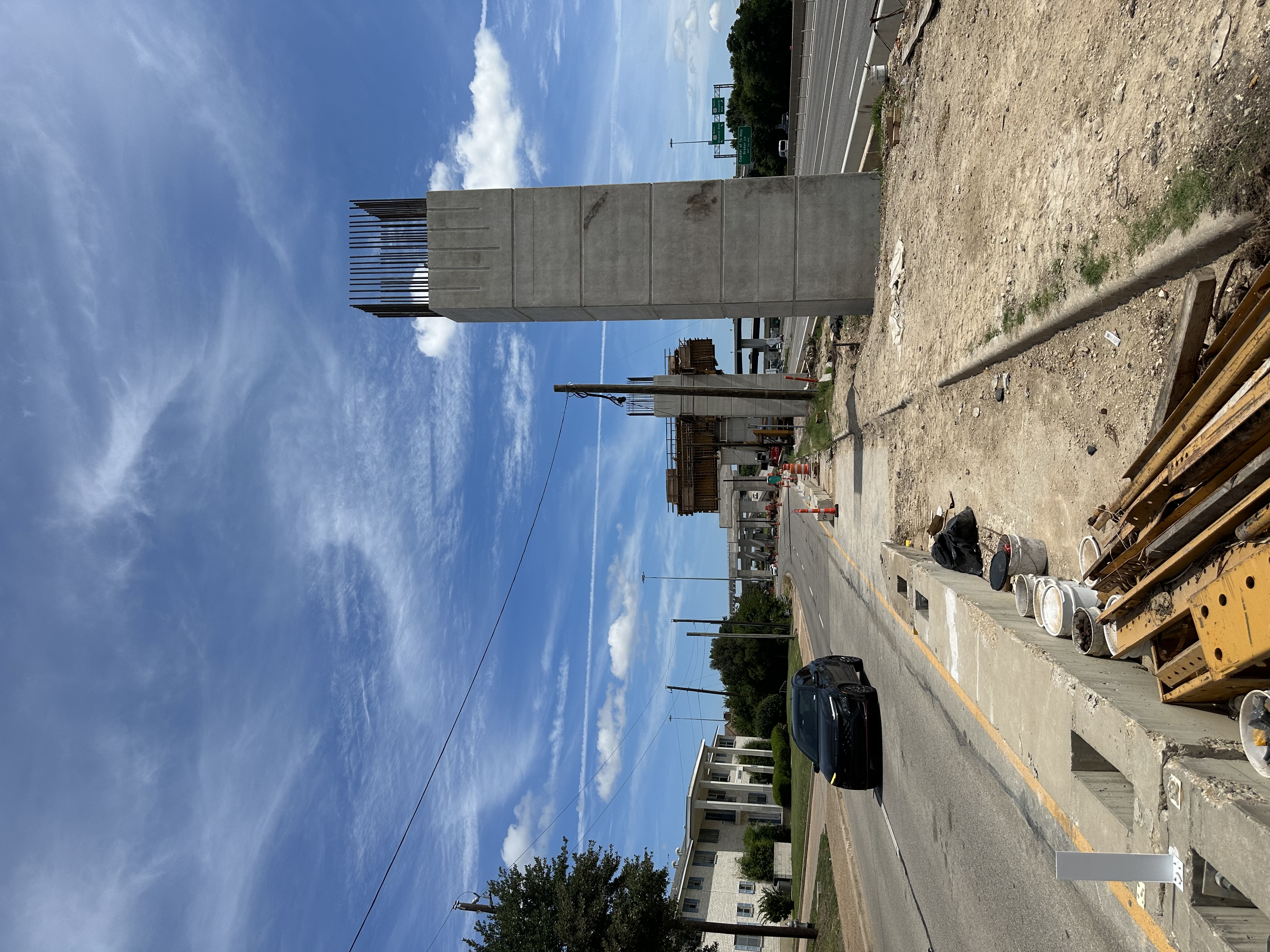 Construction of the collector-distributor road bridge, looking north toward MoPac. 